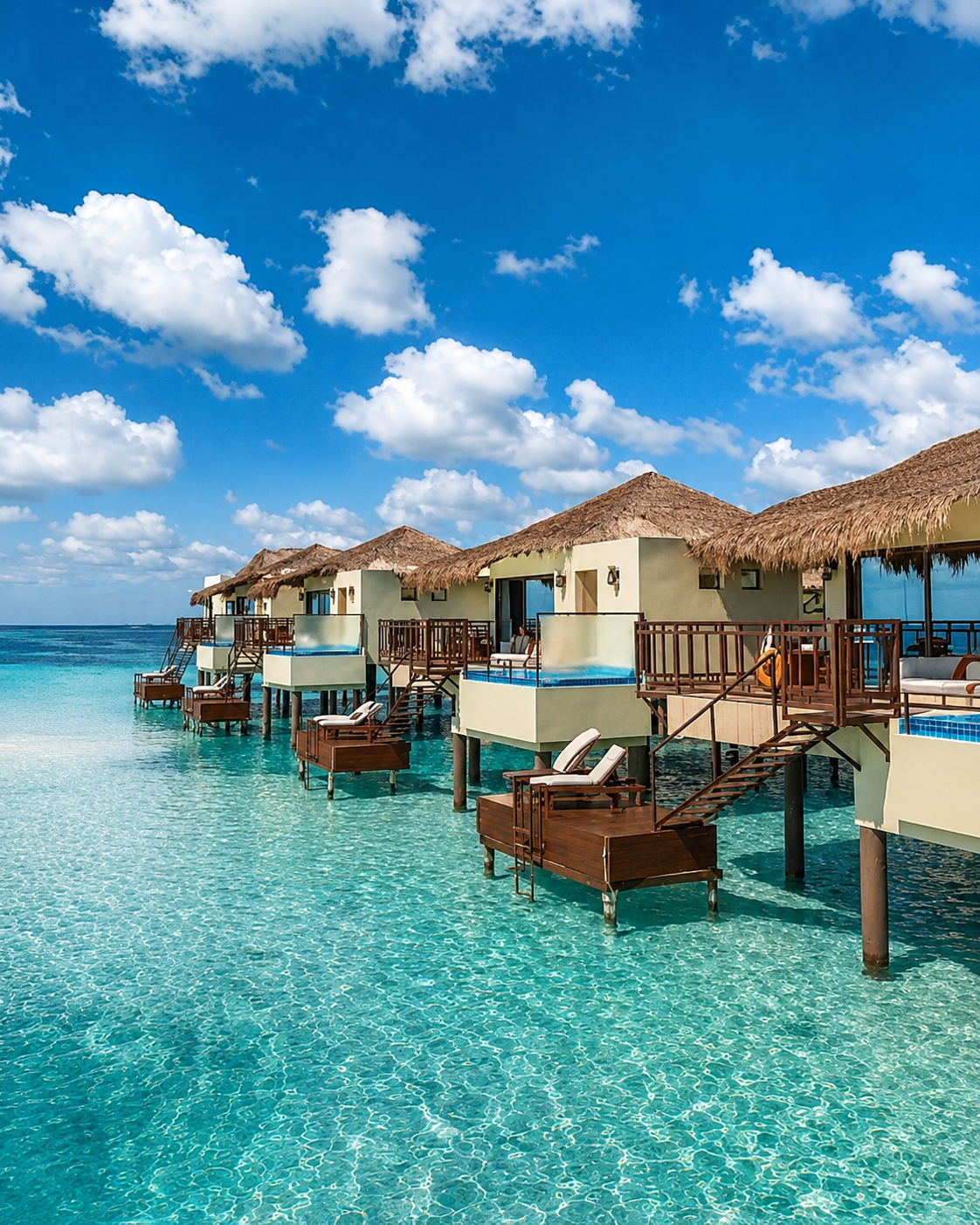 Palafitos Maroma — overwater bungalow exterior and private decks