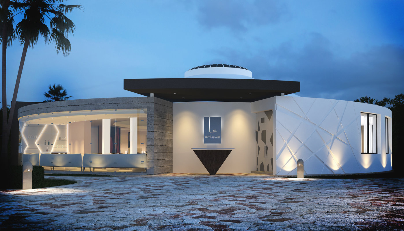 Restaurante Le Chique — contemporary exterior facade at dusk